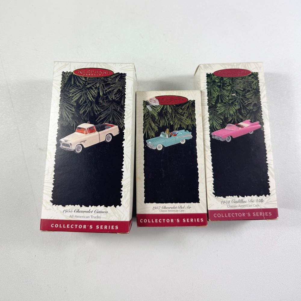 Hallmark Keepsake Ornament Classic Cars 55 Chevy 57 Bel Air 59 Cadillac LOT 3